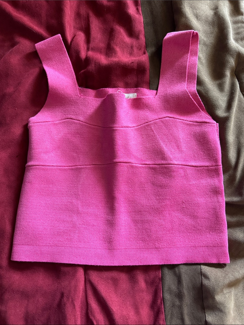 Listicle Hot Pink Knit Tank with Square Neck